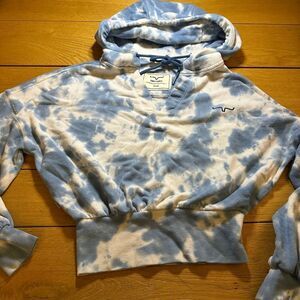 Kimes Ranch Blue and White Tie-Dye Cropped Hoodie